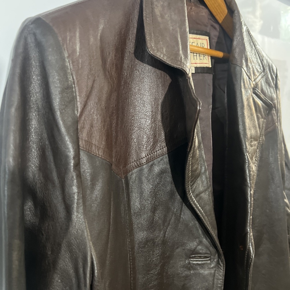 Braefair Leather Brown Genuine Leather Jacket Coat Women's Size 16 - Picture 5 of 13
